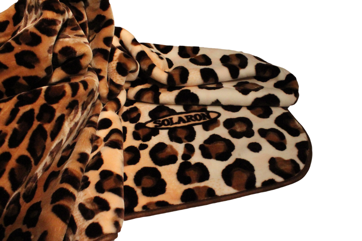 Solaron popular King Grey Leopard Ultra Fine Polyester Mink Blanket